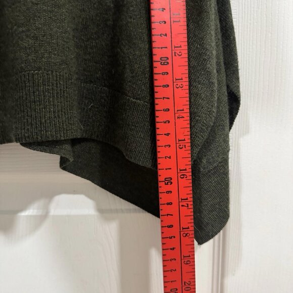 Anthropologie Dark Green Boxy Cropped Merino Wool Pullover Sweater Women’s M - Picture 10 of 11